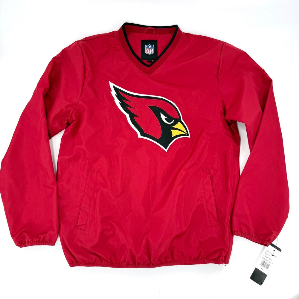 NFL Arizona Cardinals Windbreaker Mens S Red New V-Neck Coach Pullover Jacket
